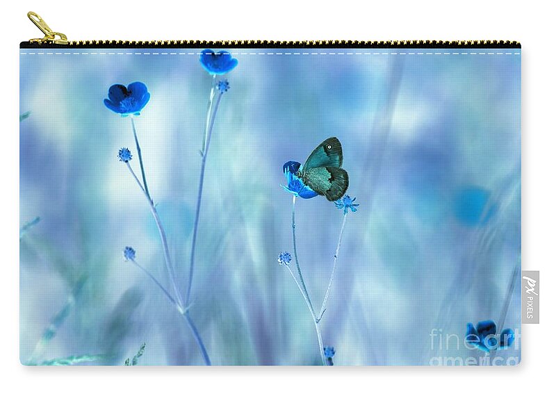 Flowers Zip Pouch featuring the photograph Blue Buttercups by Heather Hubbard