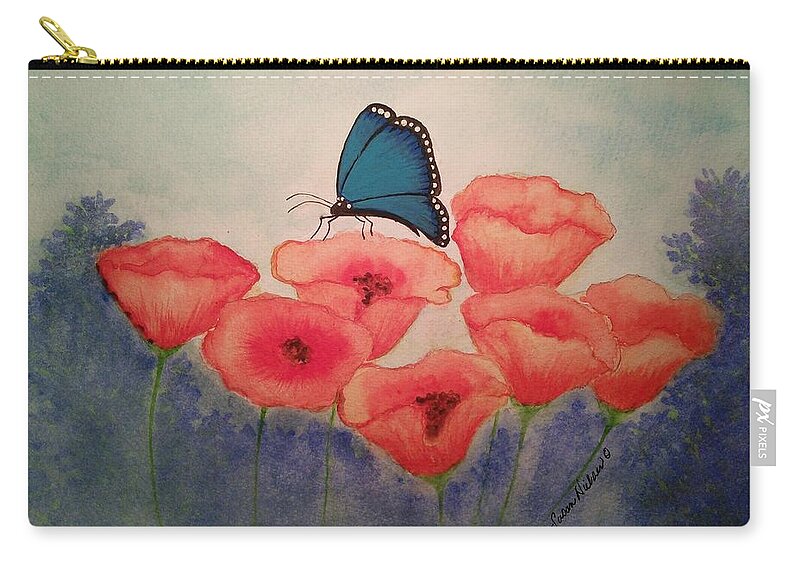 Butterfly Zip Pouch featuring the painting Blue Butterfly by Susan Nielsen