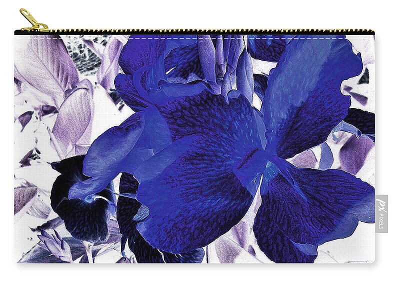 Blue Canna Lilyblue Lily Zip Pouch featuring the photograph Blue Canna Lily by Shawna Rowe