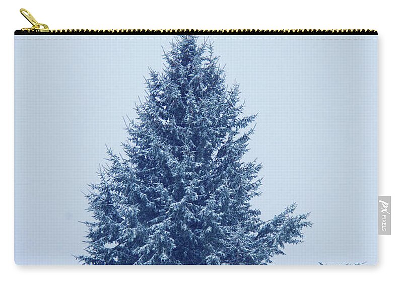 Blue Christmas Zip Pouch featuring the photograph Blue Christmas Tree by Alana Ranney