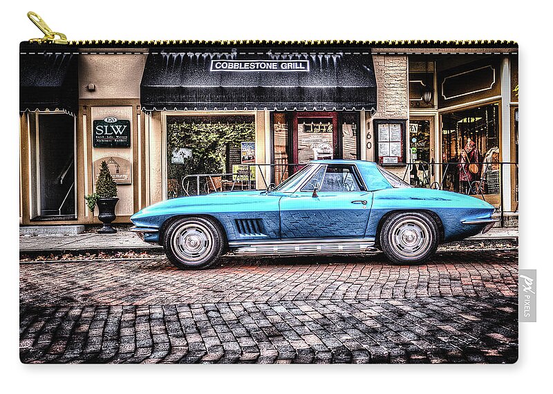 2016 Zip Pouch featuring the photograph Blue Corvette by Wade Brooks