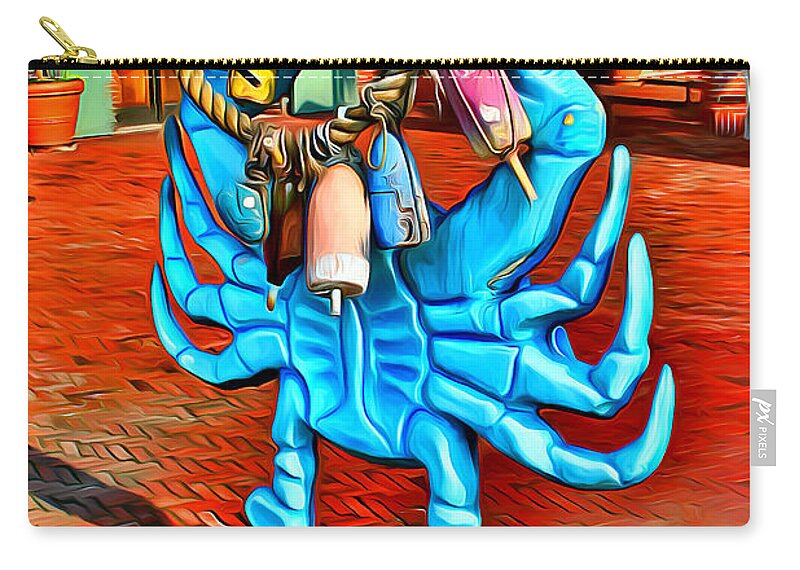 Crab Zip Pouch featuring the digital art Blue Crab by Stephen Younts
