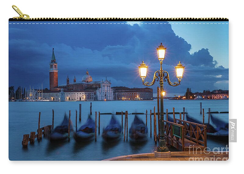 Venice Zip Pouch featuring the photograph Blue Dawn Over Venice by Brian Jannsen