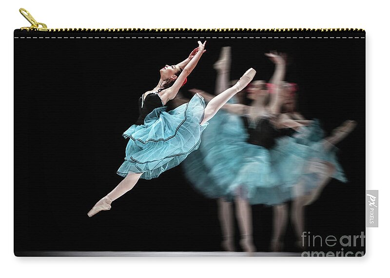 Ballet Carry-all Pouch featuring the photograph Blue dress dance by Dimitar Hristov
