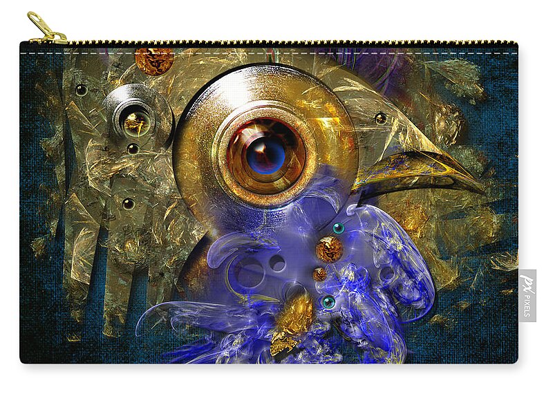Animals Zip Pouch featuring the painting Blue eyed bird by Alexa Szlavics