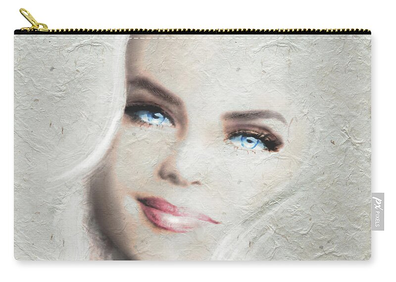 Woman Zip Pouch featuring the painting Blue Eyes Blond by Angie Braun