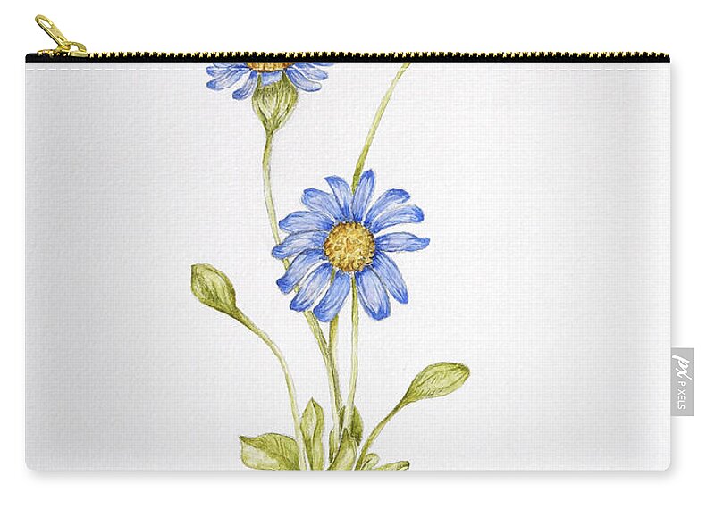 Blue Flower Zip Pouch featuring the painting Blue Flower by Theresa Marie Johnson