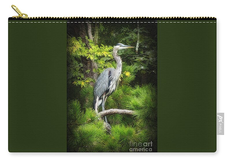Heron Zip Pouch featuring the photograph Blue Heron by Lydia Holly