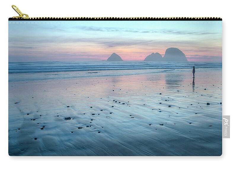 Oregon Seascape Zip Pouch featuring the photograph Blue Hour in Oceanside by Kristina Rinell