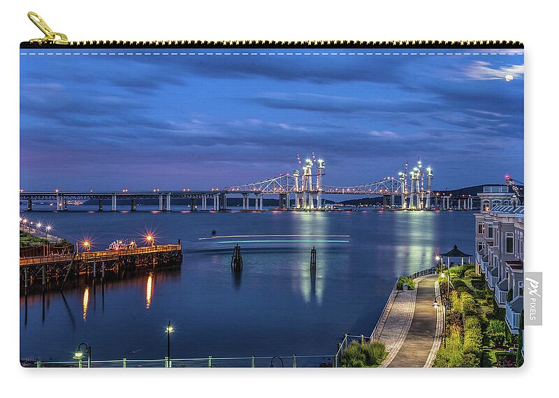 'jeffrey Friedkin Photography Zip Pouch featuring the photograph Blue Hour Over the Hudson by Jeffrey Friedkin