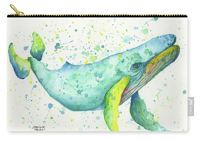 Darice Zip Pouch featuring the painting Blue Humpback by Darice Machel McGuire