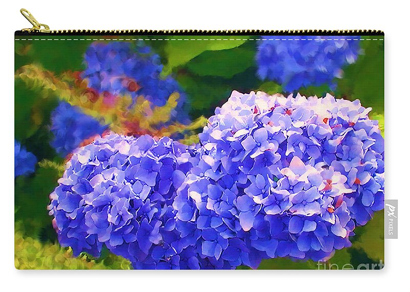 Blue Hydrangea Zip Pouch featuring the painting Blue Hydrangea by Two Hivelys
