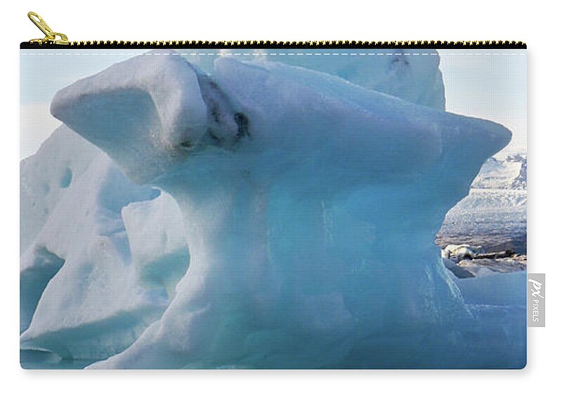 Iceland Zip Pouch featuring the photograph Blue Ice and Reflection by Amelia Racca