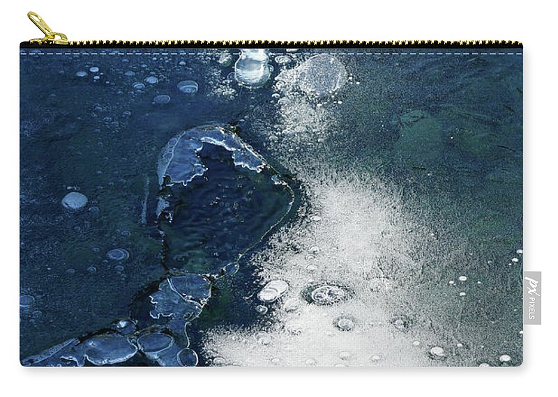 Ice Zip Pouch featuring the photograph Blue Ice by Cate Franklyn