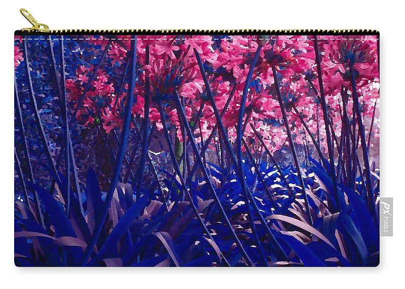 Flower Zip Pouch featuring the painting Blue Jungle by Simply Summery
