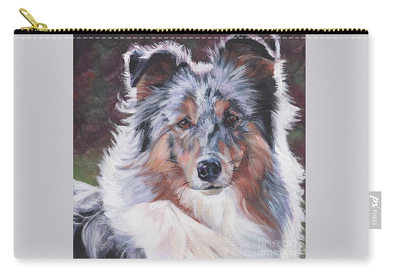 Blue Merle Sheltie Zip Pouch featuring the painting Blue Merle Sheltie by Lee Ann Shepard