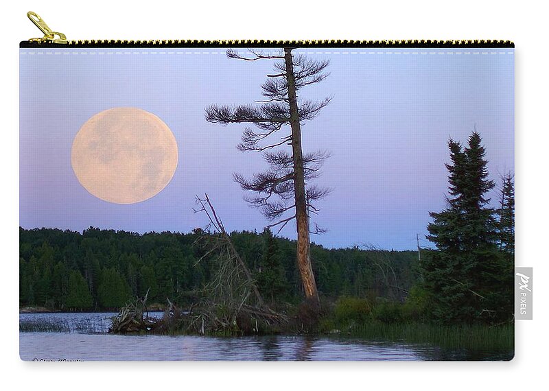 Moon Zip Pouch featuring the photograph Blue Moon at Sunrise by Steven Clipperton