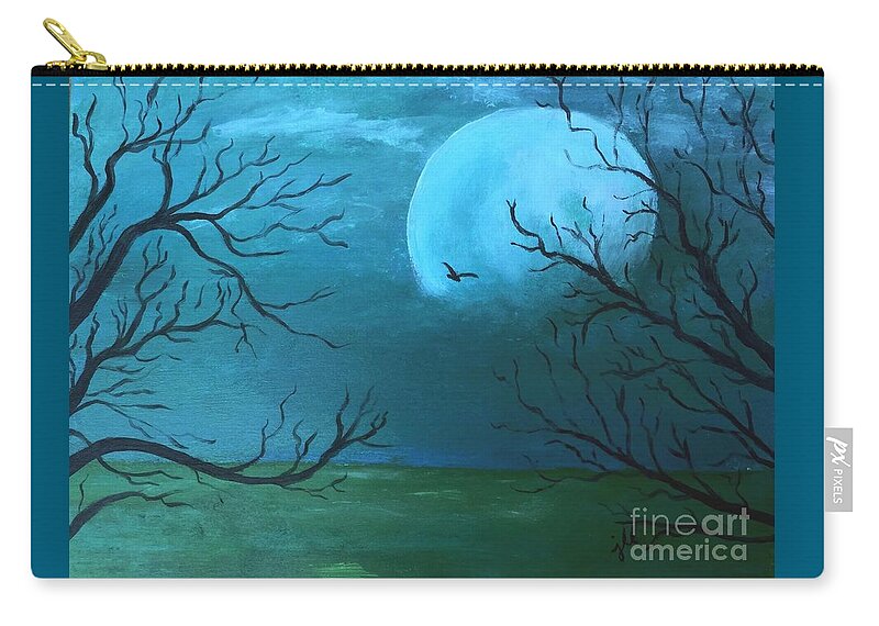 Moon Zip Pouch featuring the painting Blue Moon by Jessie Lofland