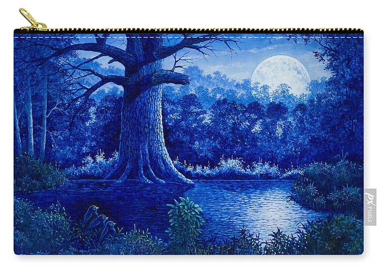 Moon Zip Pouch featuring the painting Blue Moon by Michael Frank