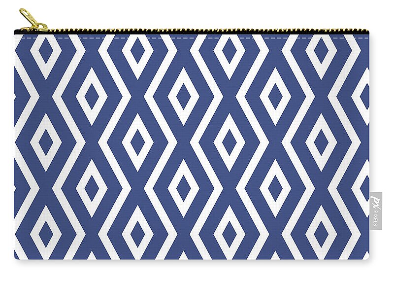 Blue And White Zip Pouch featuring the mixed media Blue Pattern by Christina Rollo