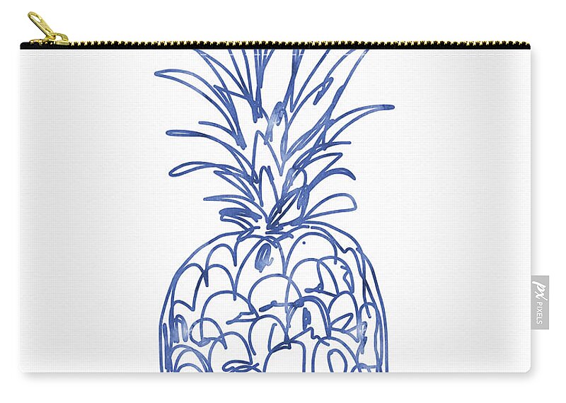 Pineapple Zip Pouch featuring the painting Blue Pineapple- Art by Linda Woods by Linda Woods