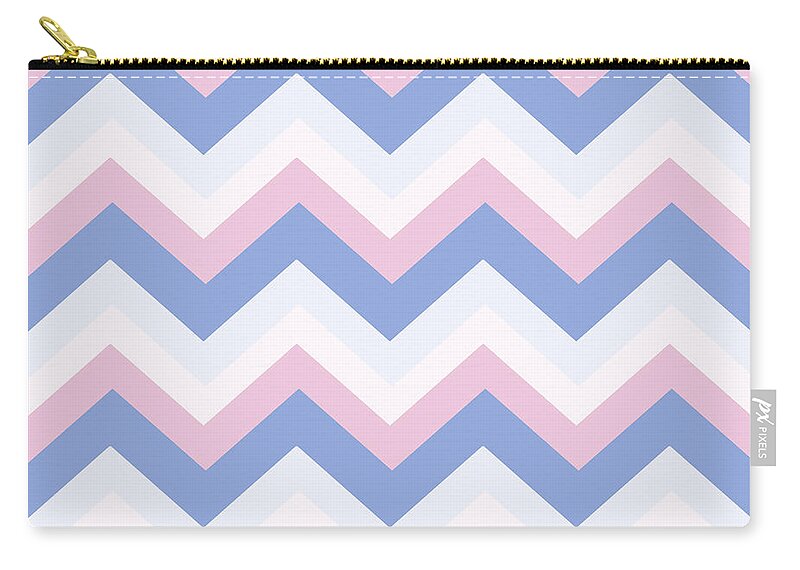 Chevron Zip Pouch featuring the mixed media Blue Pink Chevron Pattern by Christina Rollo