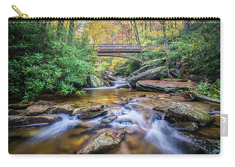 Water Zip Pouch featuring the photograph Blue Ridge Mountains NC Boone Fork Cascade by Robert Stephens