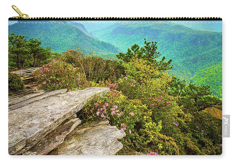 Blooms Zip Pouch featuring the photograph Blue Ridge Mountains NC Hawksbill Spring by Robert Stephens