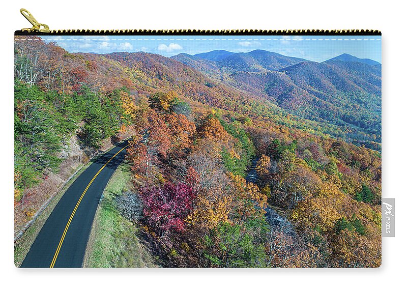 Blue Ridge Parkway Zip Pouch featuring the photograph Blue Ridge Parkway Fall Colors 4 by Star City SkyCams