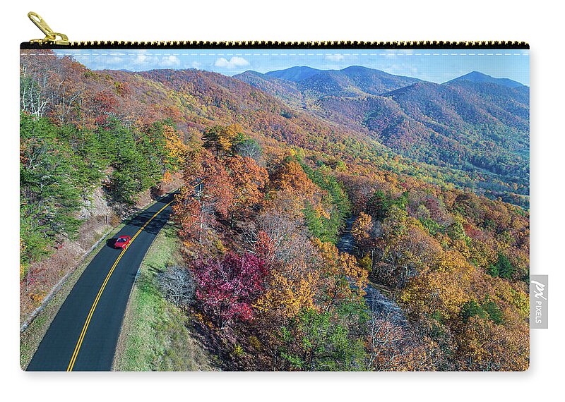 Blue Ridge Parkway Zip Pouch featuring the photograph Blue Ridge Parkway Fall Colors 6 by Star City SkyCams