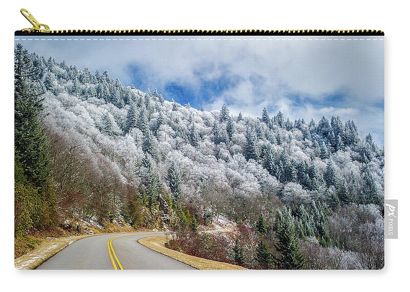 Ice Zip Pouch featuring the photograph Blue Ridge Parkway NC Icing On Top by Robert Stephens