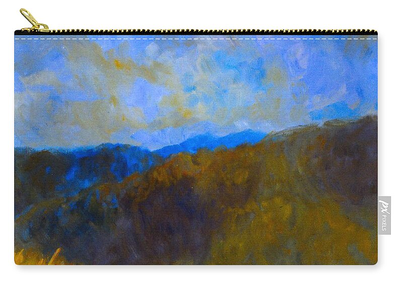 Blue Ridge Mountains Zip Pouch featuring the painting Blue Ridge Swirl by Kendall Kessler