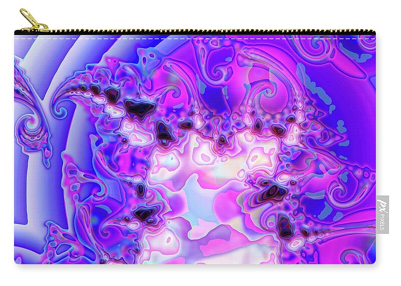 Abstract Zip Pouch featuring the digital art Blue Rings by Ronald Bissett