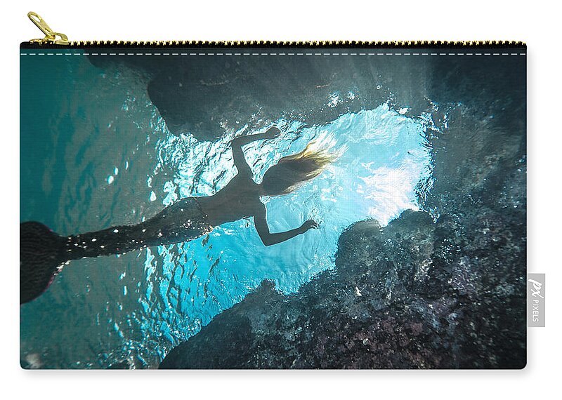 Mermaid Zip Pouch featuring the photograph Blue Room by Leonardo Dale