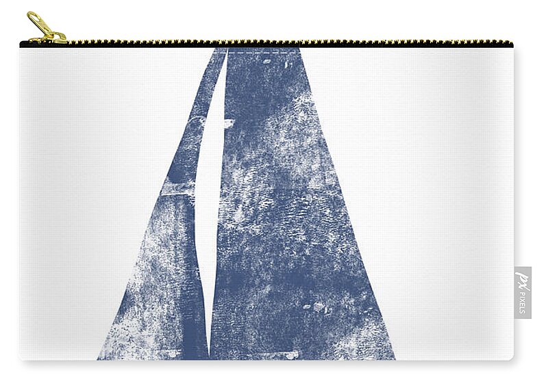 Boat Zip Pouch featuring the painting Blue Sail Boat- Art by Linda Woods by Linda Woods