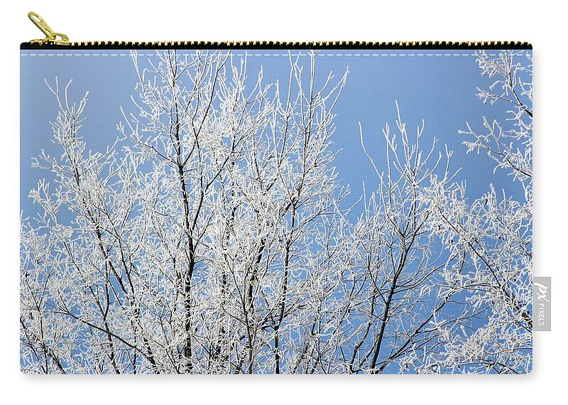 Nature Zip Pouch featuring the photograph Blue Skies and Frost by Shelly Dixon