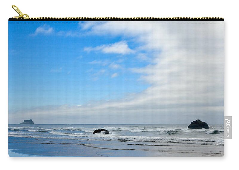 Beaches Zip Pouch featuring the photograph Blue Sky Beaches by Athena Mckinzie