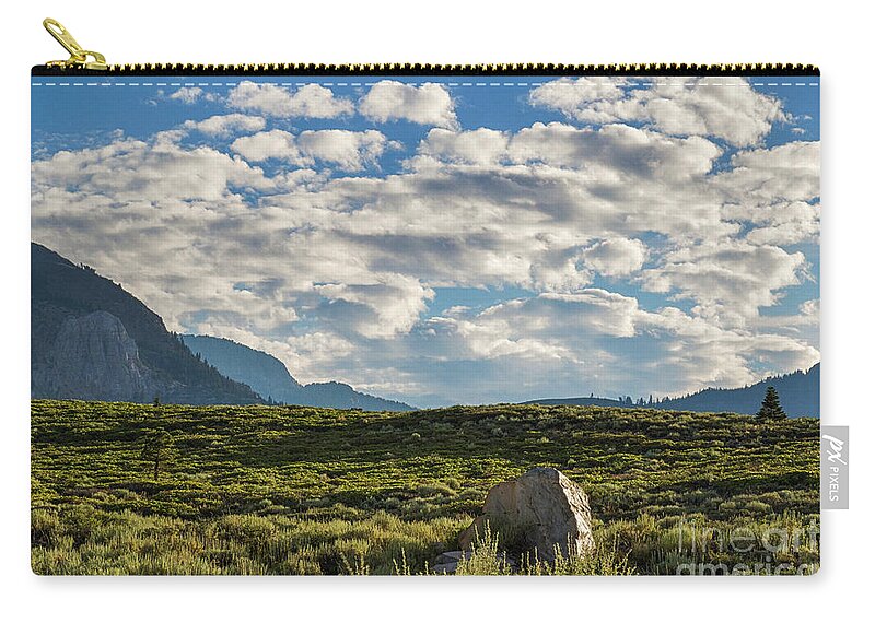 Rock Zip Pouch featuring the photograph Blue Sky Monmouth by Brandon Bonafede