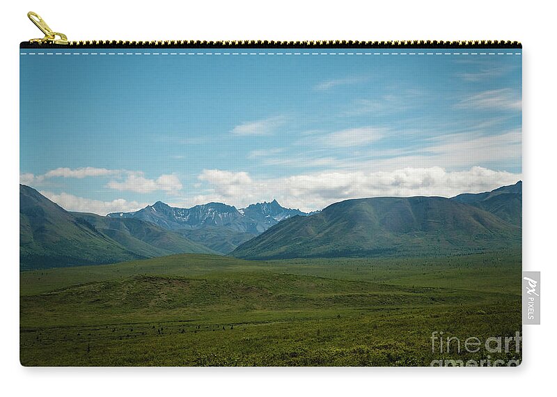 Alaska Zip Pouch featuring the photograph Blue Sky Mountians by Ed Taylor