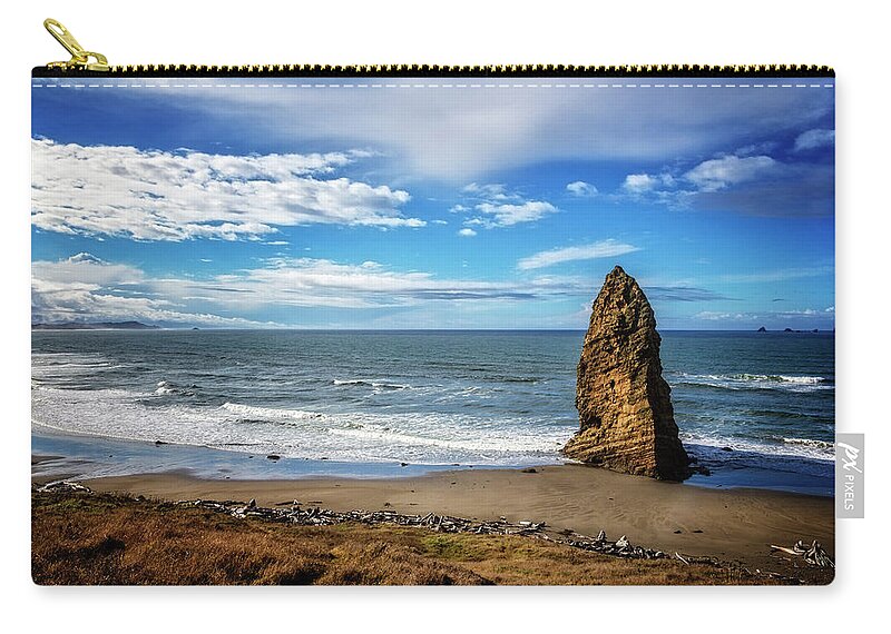 Clouds Zip Pouch featuring the photograph Blue Sky Over the Oregon Coast by Debra and Dave Vanderlaan