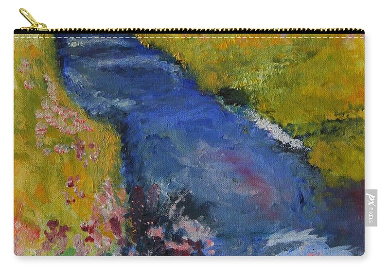 Landscape Zip Pouch featuring the painting Blue Stream by Julie Lueders 
