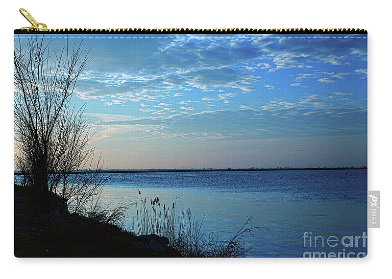Sunrise Zip Pouch featuring the photograph Blue Sunrise at Sea by Diana Mary Sharpton