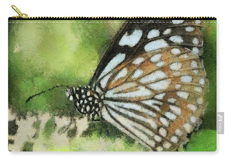 Butterfly Zip Pouch featuring the photograph Blue Tiger by Lois Bryan