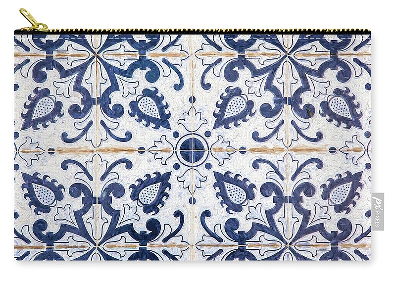 David Letts Zip Pouch featuring the painting Blue Tile of Portugal by David Letts
