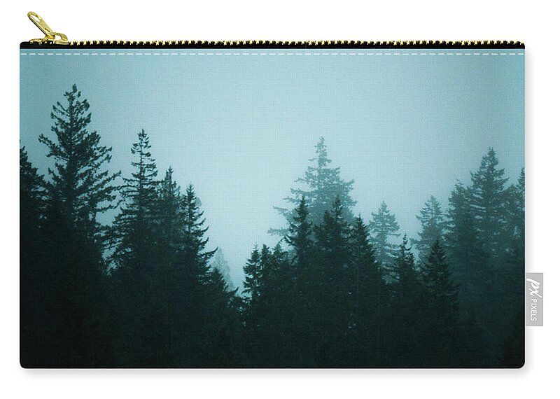 Trees Zip Pouch featuring the photograph Blue Trees In The Fall by Craig Perry-Ollila