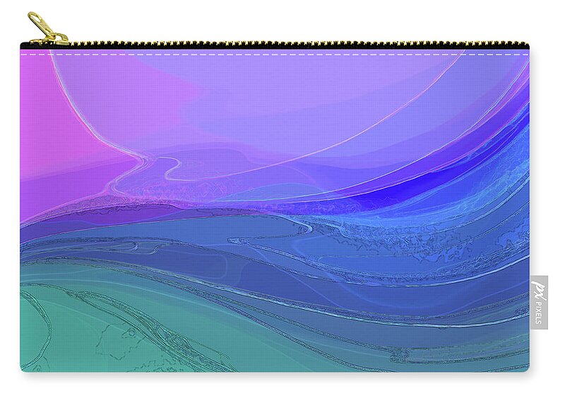 Abstract Zip Pouch featuring the digital art Blue Valley by Gina Harrison