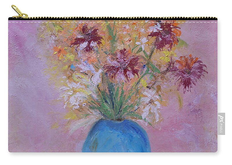 Impressionistist Zip Pouch featuring the painting Blue Vase by Kathy Knopp