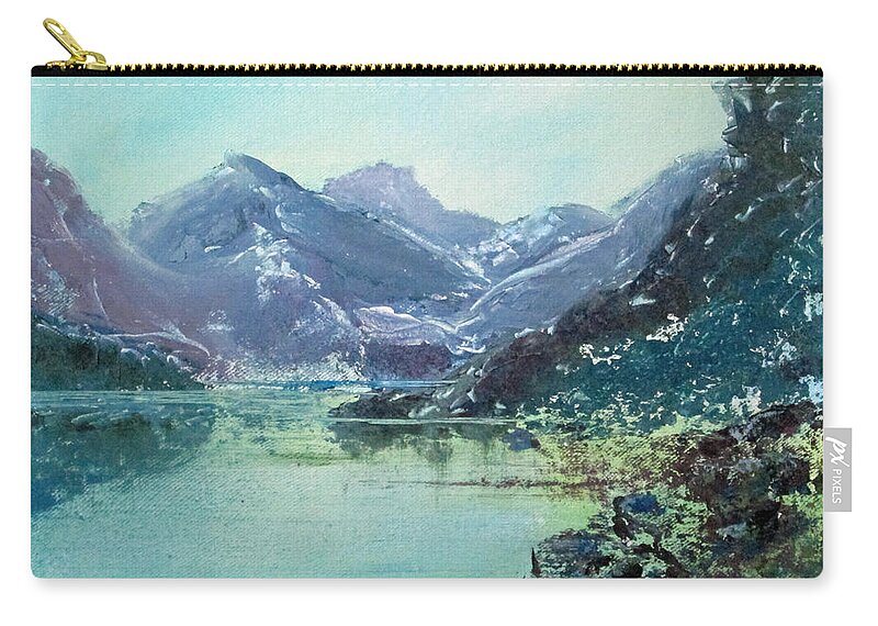 Landscape Zip Pouch featuring the painting Blue Vista Two by Richard James Digance