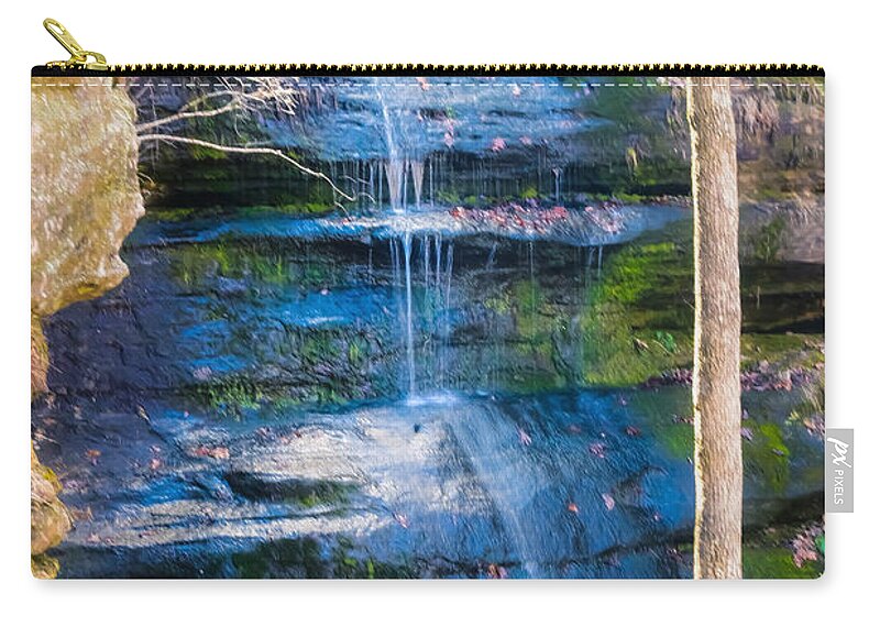 Landscape Zip Pouch featuring the photograph Blue Waterfall by Peggy Franz