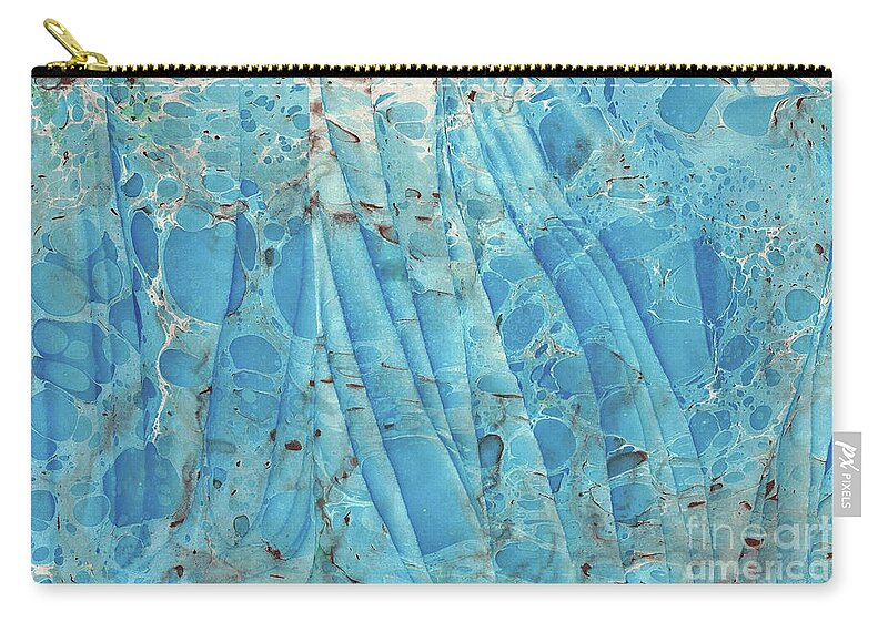 Water Marbling Zip Pouch featuring the painting Blue Wave 2 by Daniela Easter